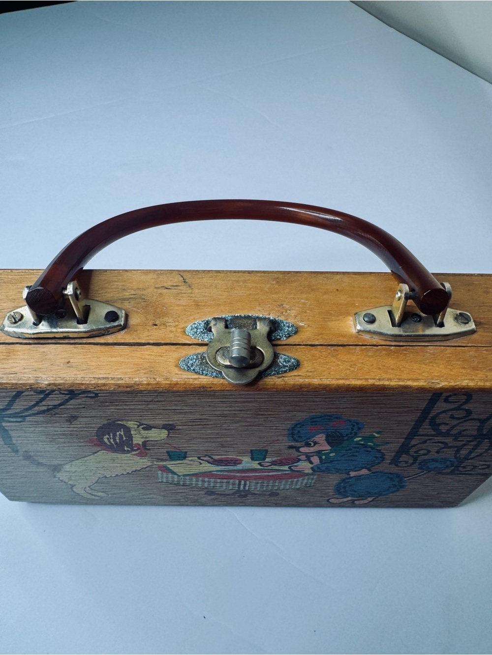 Vintage 1960s Gary Gail Wooden Box Purse – Poodle Design